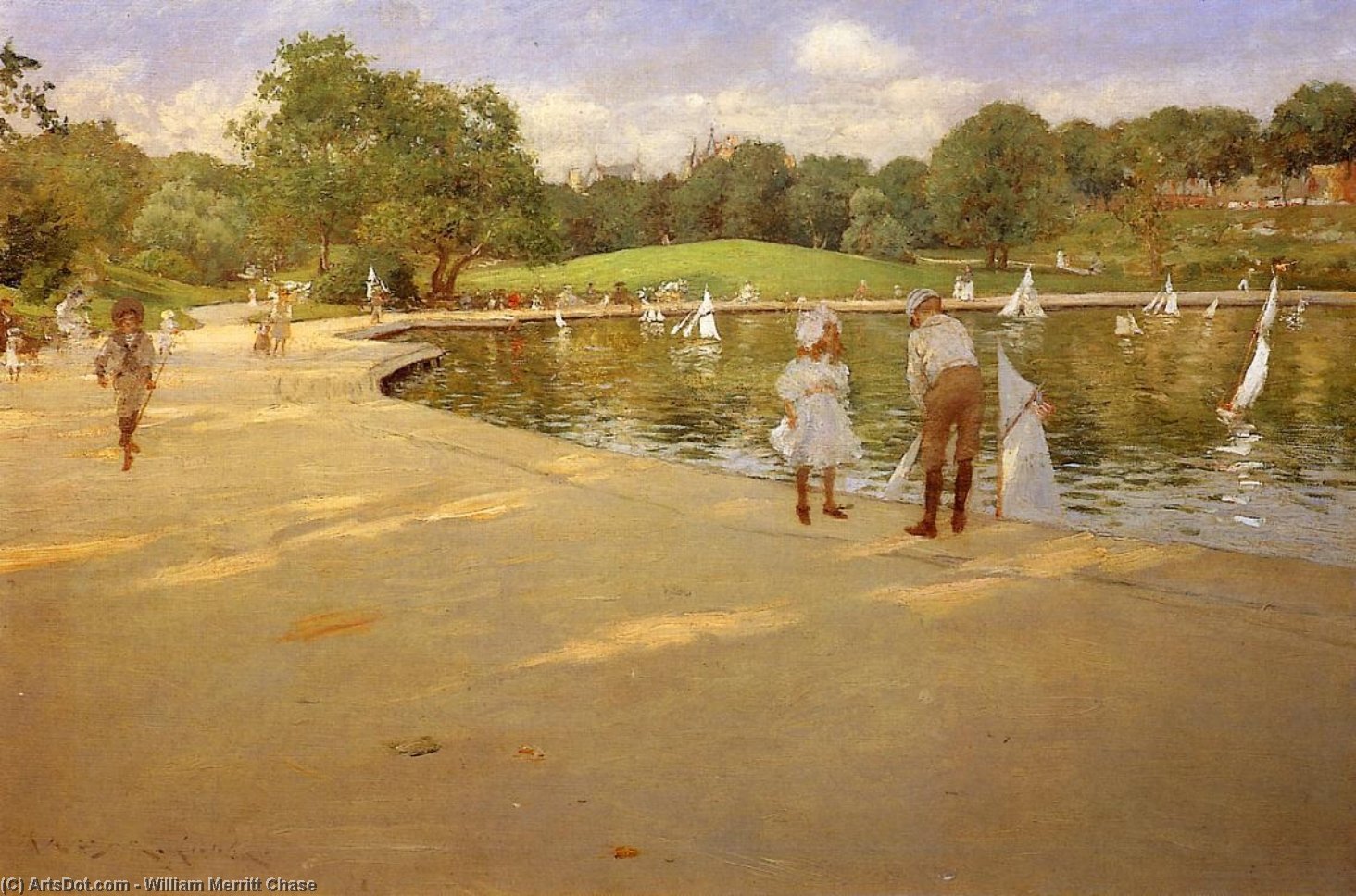 Wikioo.org - The Encyclopedia of Fine Arts - Painting, Artwork by William Merritt Chase - The Lake for Miniature Yachts