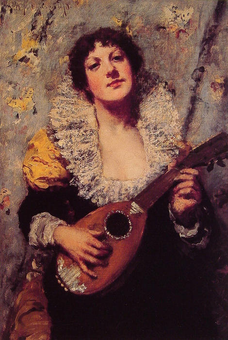 Wikioo.org - The Encyclopedia of Fine Arts - Painting, Artwork by William Merritt Chase - The Mandolin Player