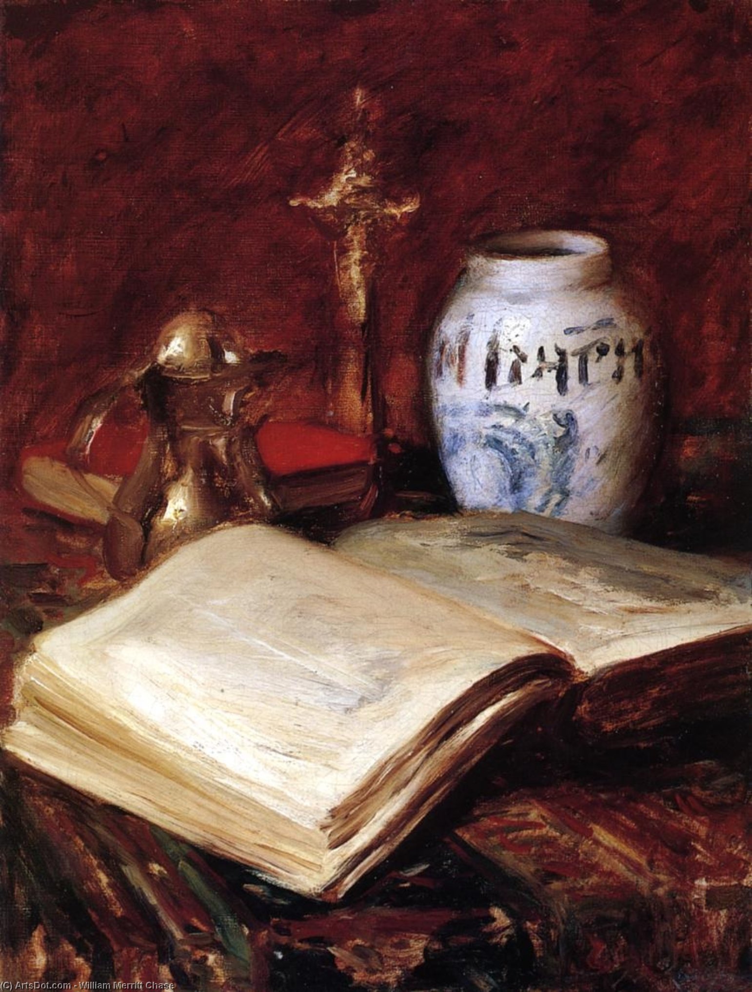 Wikioo.org - The Encyclopedia of Fine Arts - Painting, Artwork by William Merritt Chase - The Old Book