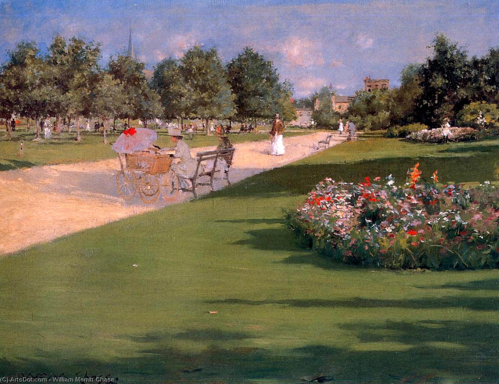 Wikioo.org - The Encyclopedia of Fine Arts - Painting, Artwork by William Merritt Chase - Tompkins Park, Brooklyn