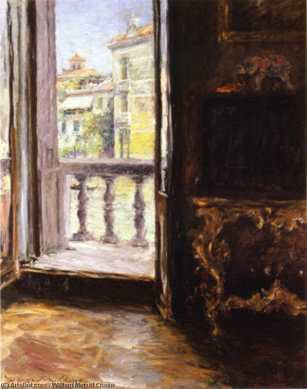 Wikioo.org – L'Enciclopedia delle Belle Arti - Pittura, Opere di William Merritt Chase - Balcone veneziano