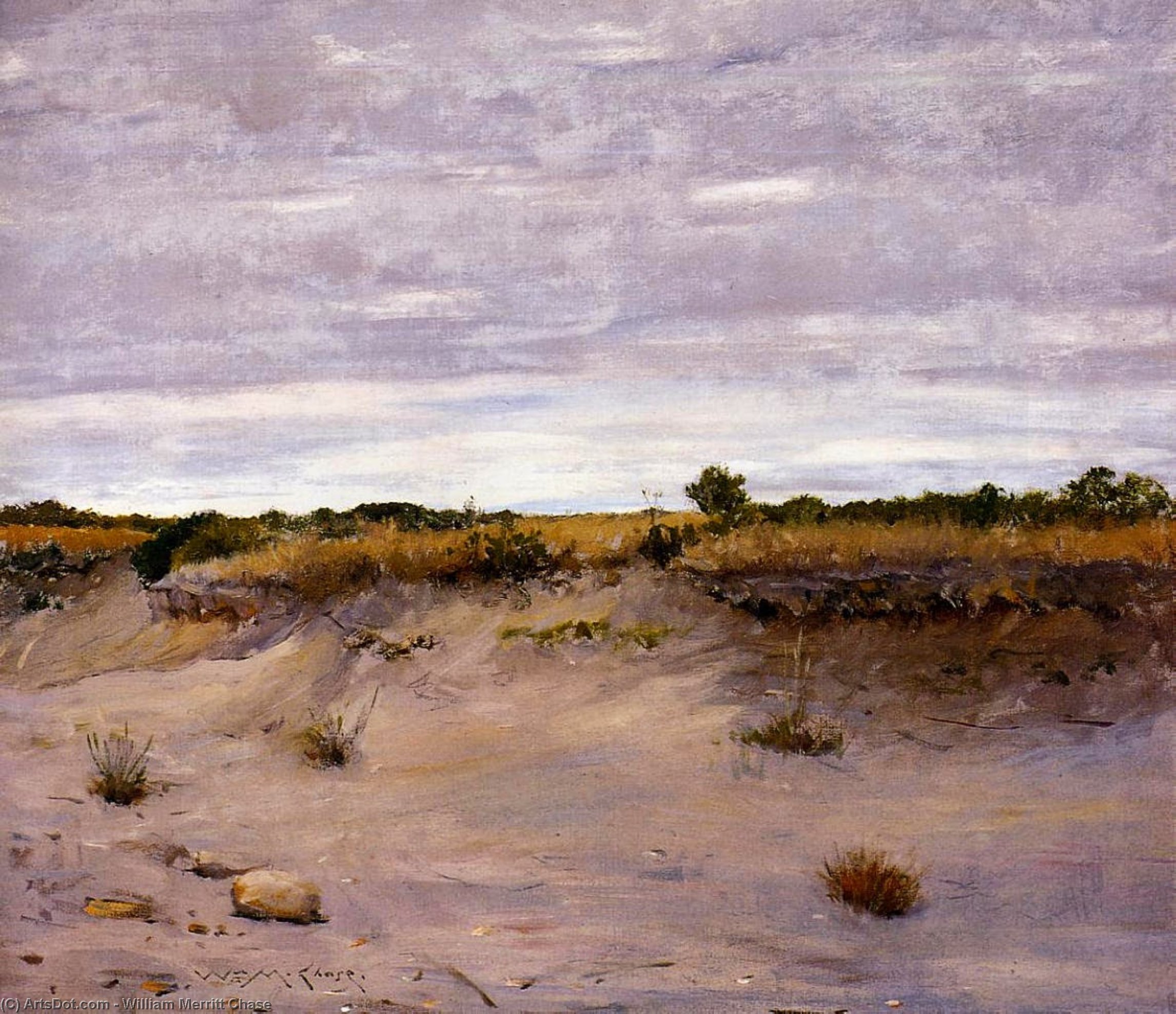 Wikioo.org - The Encyclopedia of Fine Arts - Painting, Artwork by William Merritt Chase - Wind Swept Sands, Shinnecock, Long Island