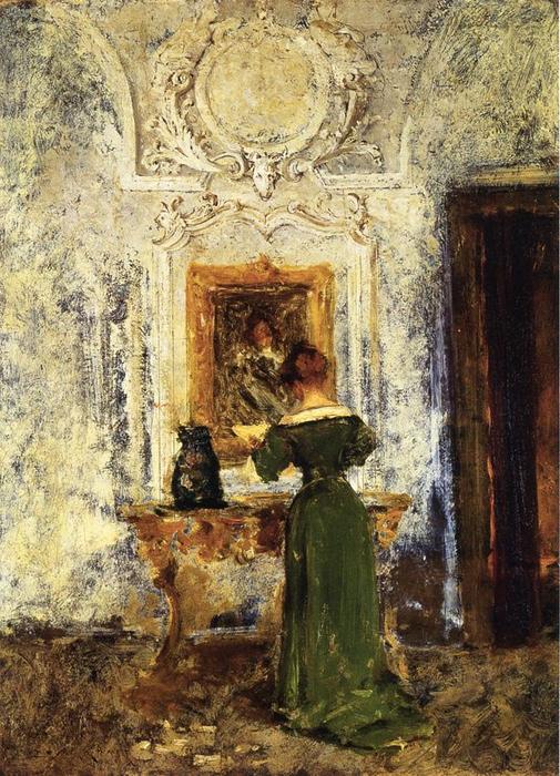 Wikioo.org - The Encyclopedia of Fine Arts - Painting, Artwork by William Merritt Chase - Woman in Green aka Lady in Green