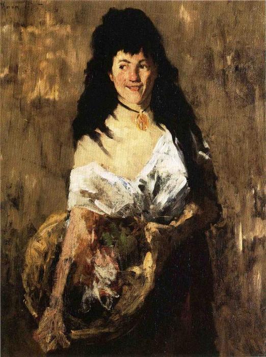 WikiOO.org - Encyclopedia of Fine Arts - Schilderen, Artwork William Merritt Chase - Woman with a Basket
