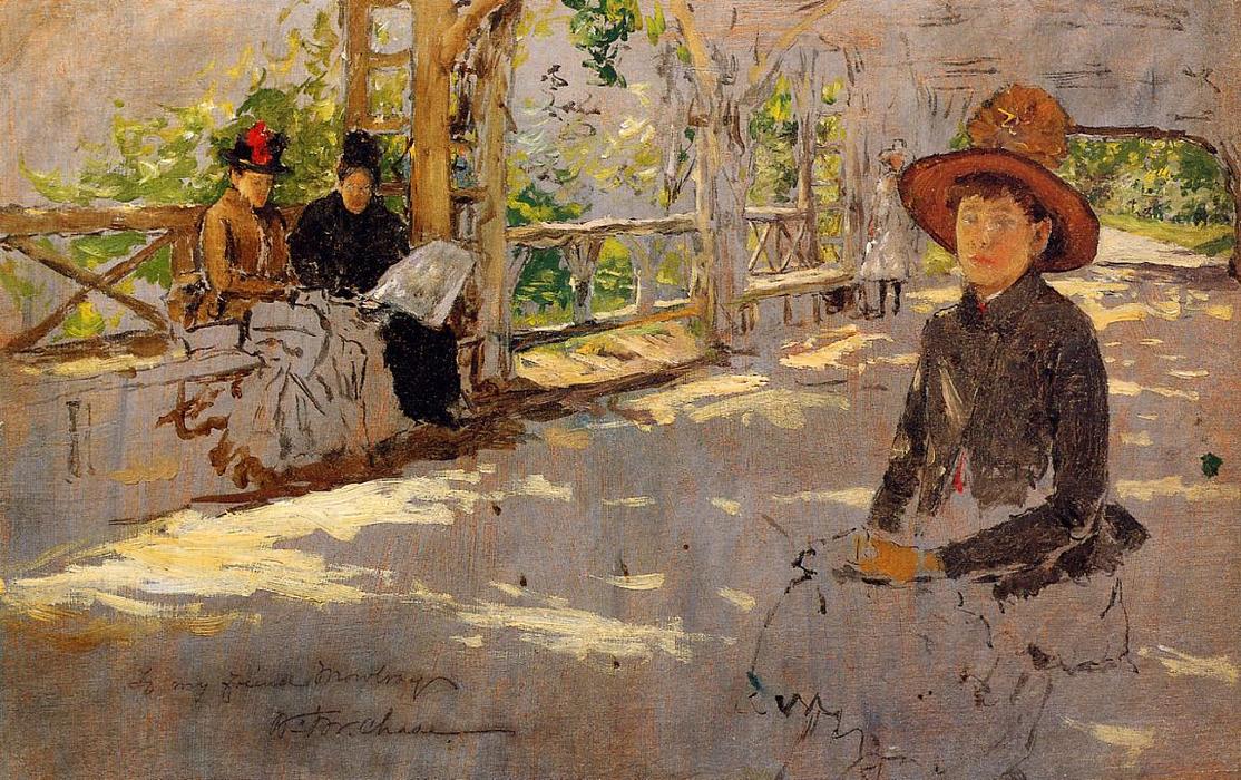 Wikioo.org - The Encyclopedia of Fine Arts - Painting, Artwork by William Merritt Chase - Women under Trellis (unfinished)
