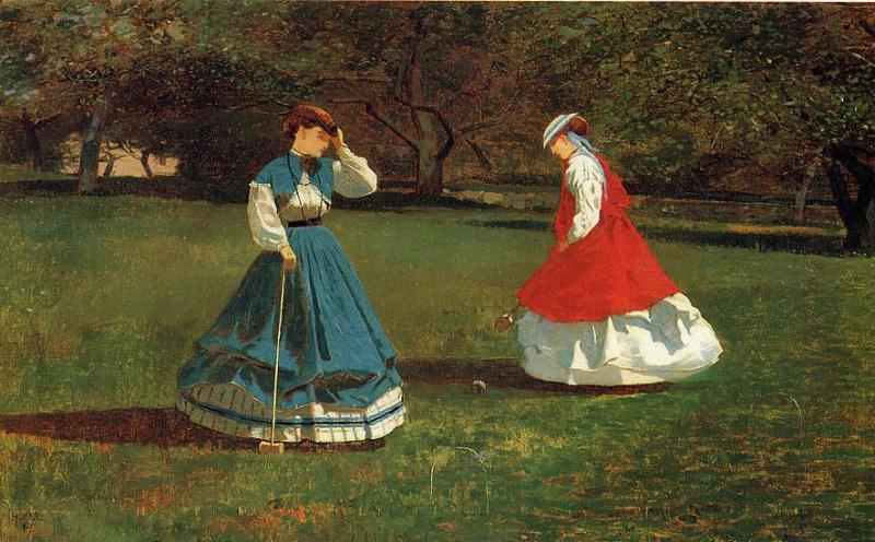 Wikioo.org - Die Enzyklopädie bildender Kunst - Malerei, Kunstwerk von Winslow Homer - Ein spiel  von  Krocket