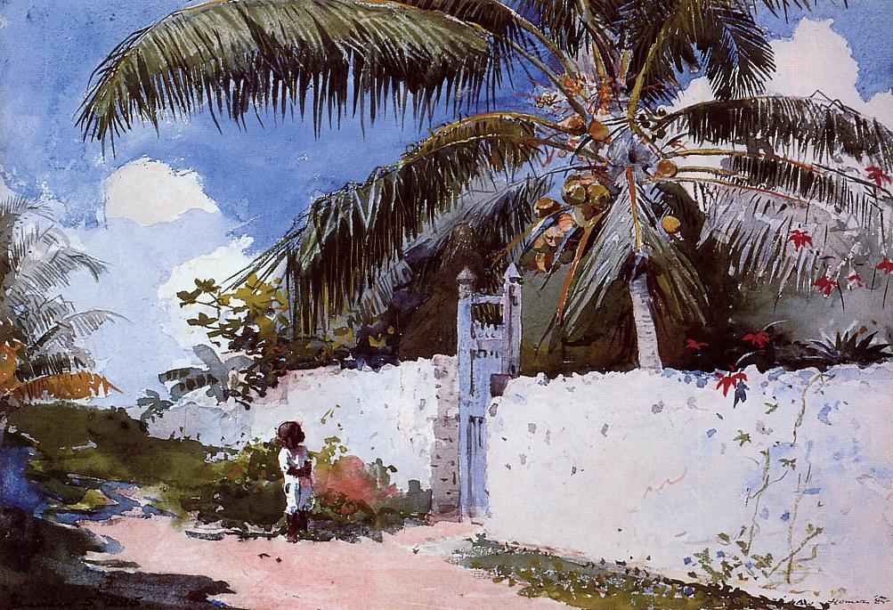 WikiOO.org - Encyclopedia of Fine Arts - Lukisan, Artwork Winslow Homer - A Garden in Nassau