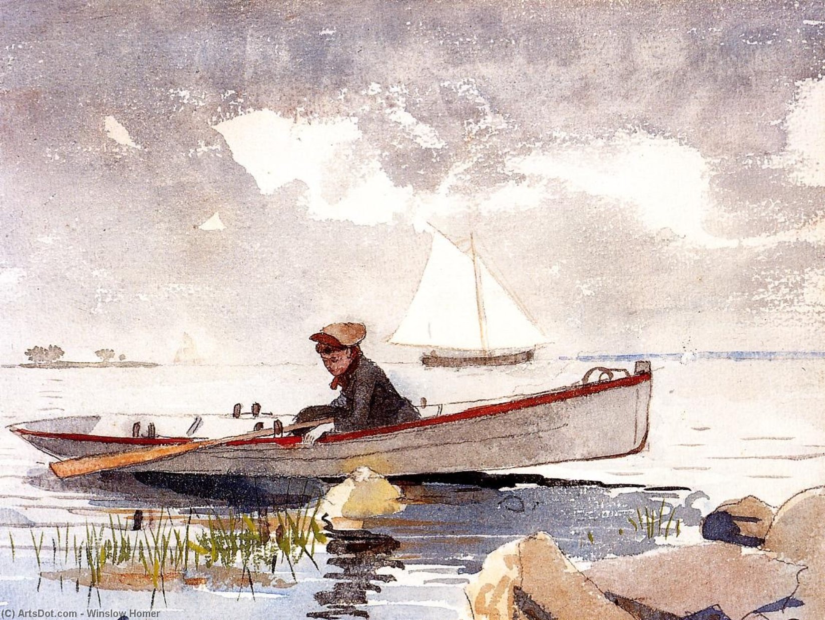 Wikioo.org - The Encyclopedia of Fine Arts - Painting, Artwork by Winslow Homer - A Girl in a Punt