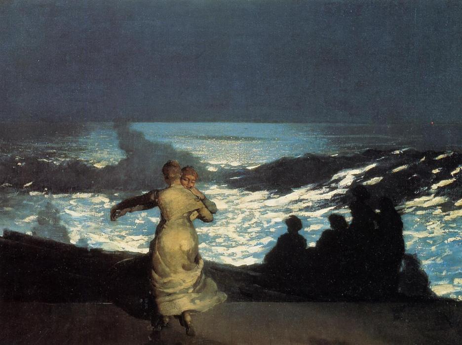 WikiOO.org – 美術百科全書 - 繪畫，作品 Winslow Homer - 一个 夏天  夜  1