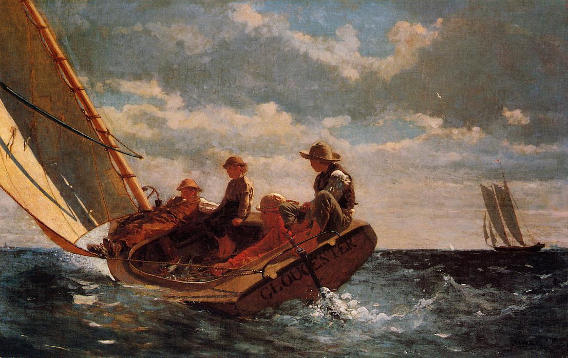 WikiOO.org - אנציקלופדיה לאמנויות יפות - ציור, יצירות אמנות Winslow Homer - Breezing Up (aka A Fair Wind)