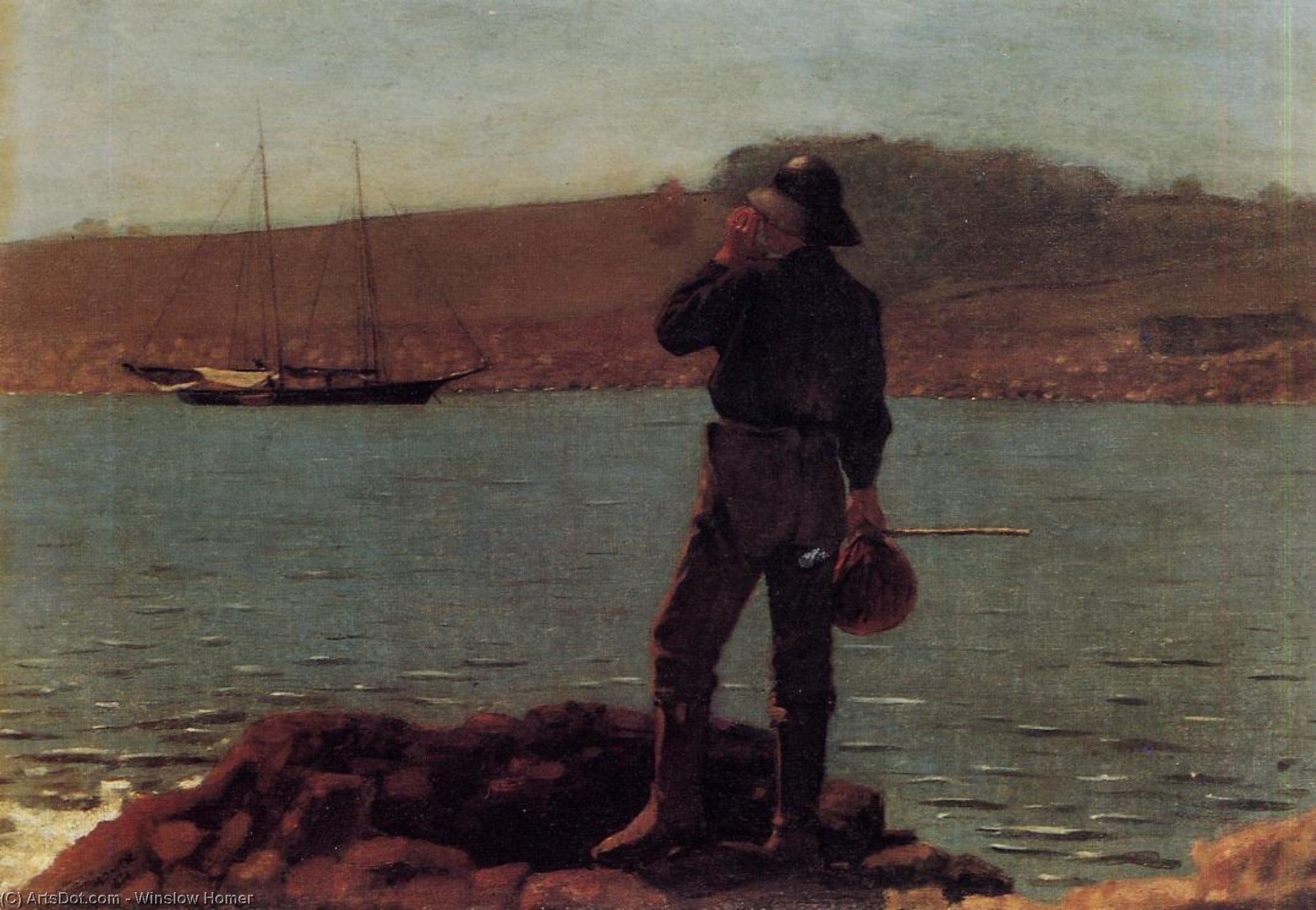 Wikioo.org - The Encyclopedia of Fine Arts - Painting, Artwork by Winslow Homer - Calling the Pilot (aka Hailing the Schooner)