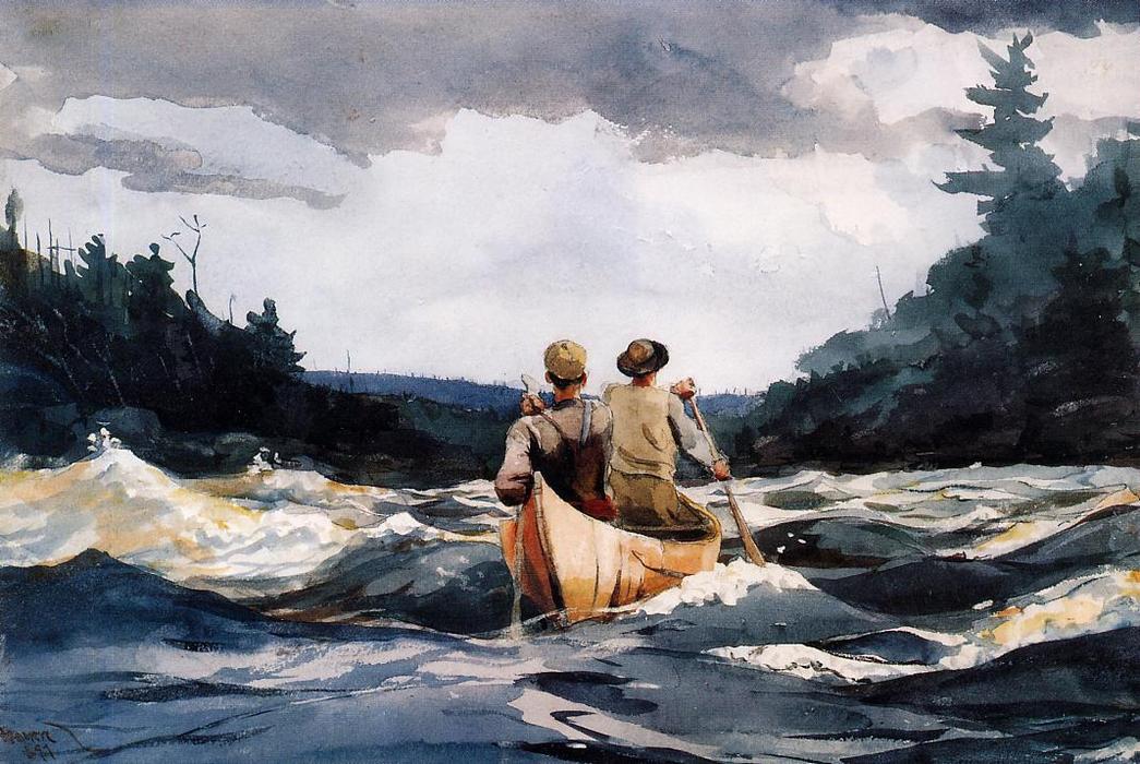 Wikioo.org - The Encyclopedia of Fine Arts - Painting, Artwork by Winslow Homer - Canoe in the rapids