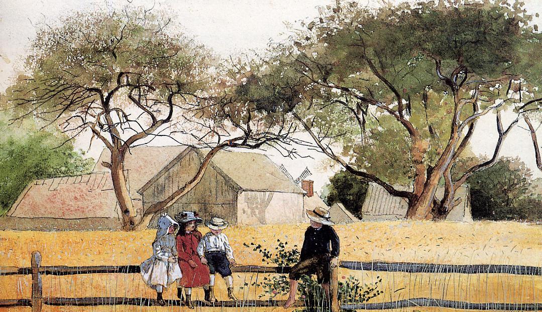 WikiOO.org - Encyclopedia of Fine Arts - Maalaus, taideteos Winslow Homer - Children on a Fence