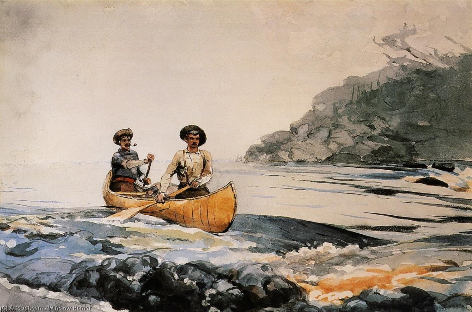 WikiOO.org - Encyclopedia of Fine Arts - Lukisan, Artwork Winslow Homer - Entering the First Rapid