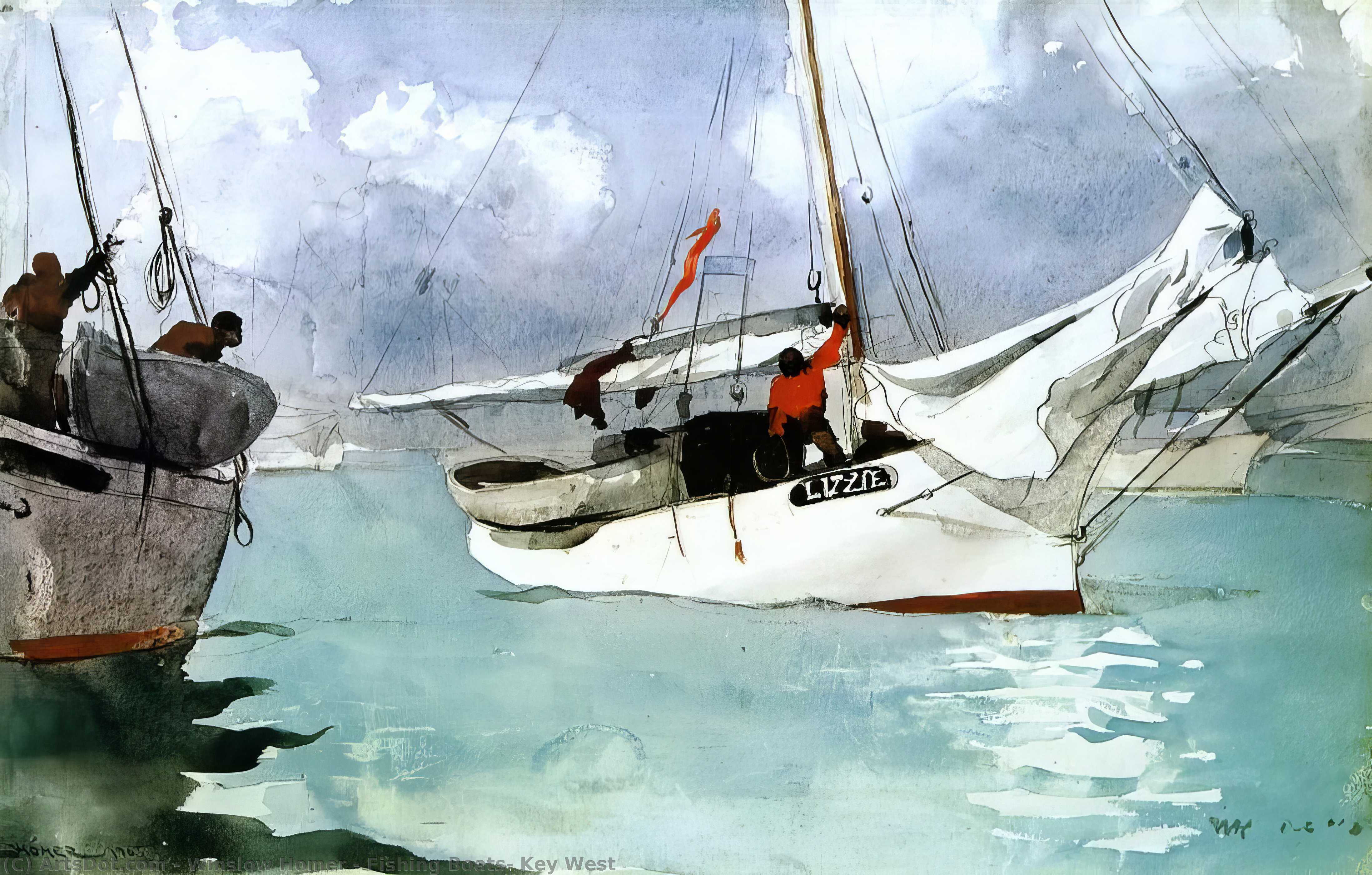 Wikioo.org - The Encyclopedia of Fine Arts - Painting, Artwork by Winslow Homer - Fishing Boats, Key West