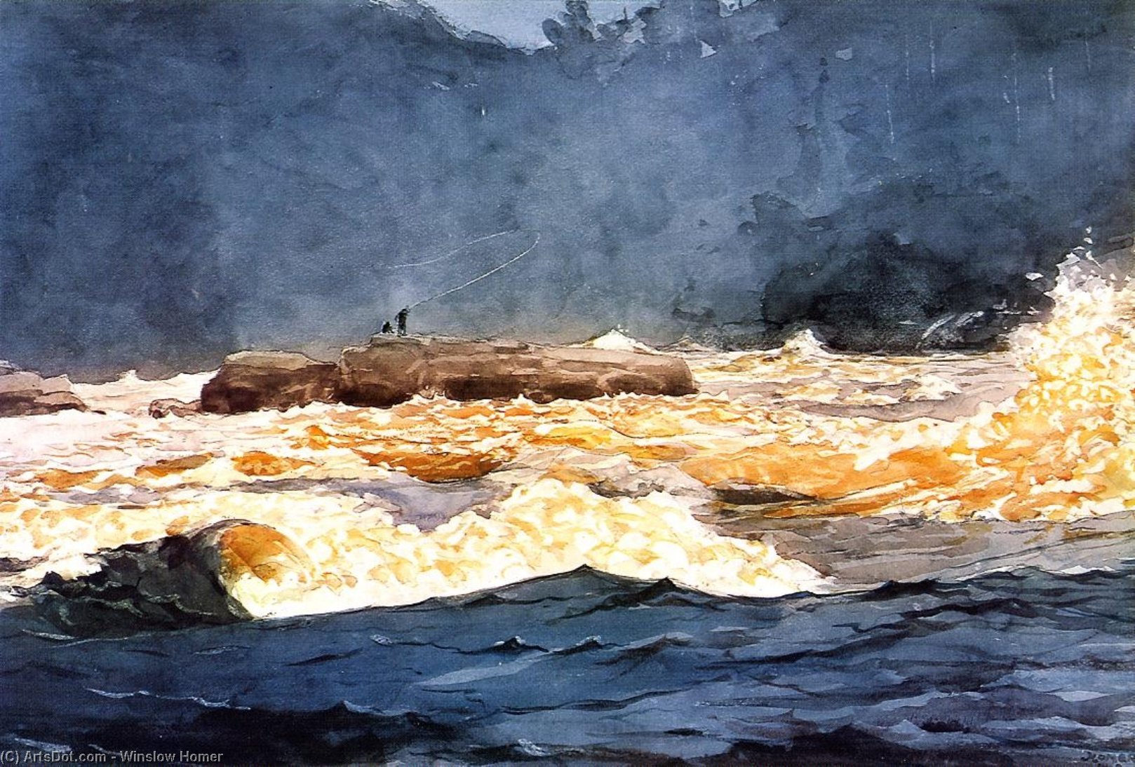 Wikioo.org - สารานุกรมวิจิตรศิลป์ - จิตรกรรม Winslow Homer - Fishing the Rapids, Saguenay