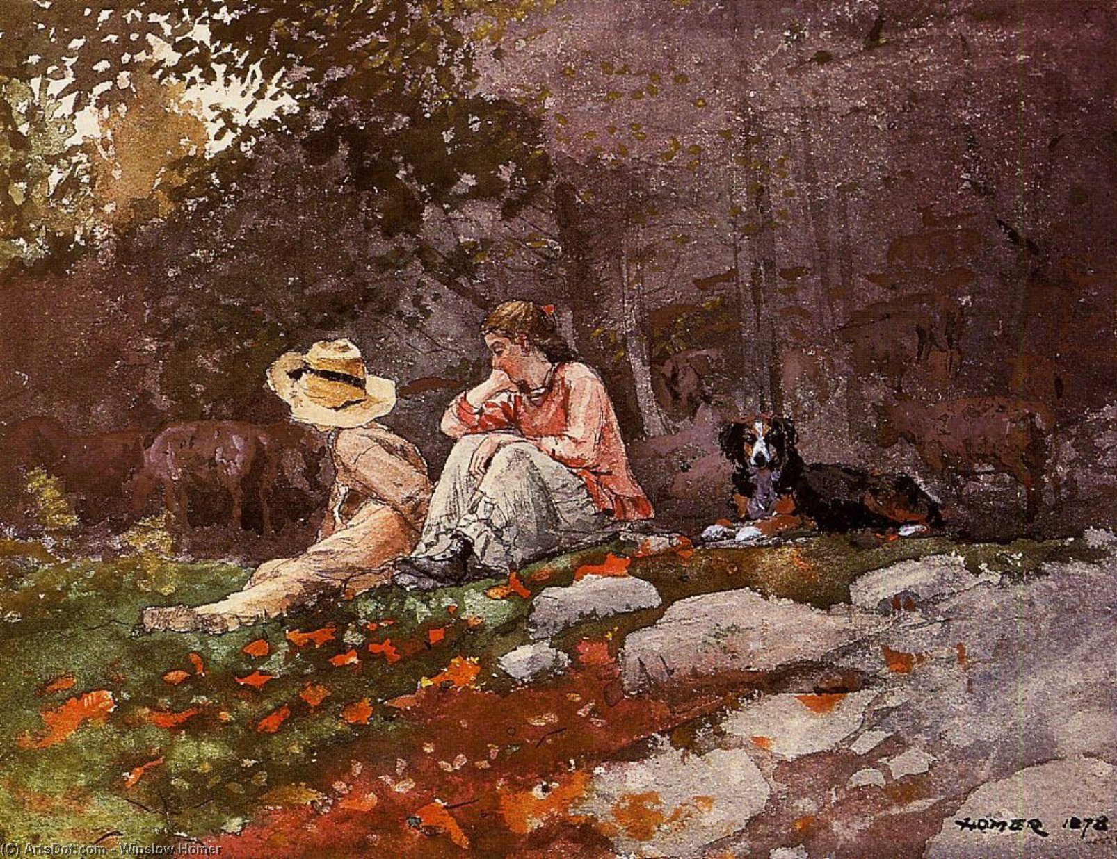 WikiOO.org - Encyclopedia of Fine Arts - Maalaus, taideteos Winslow Homer - Flock of Sheep, Houghton Farm
