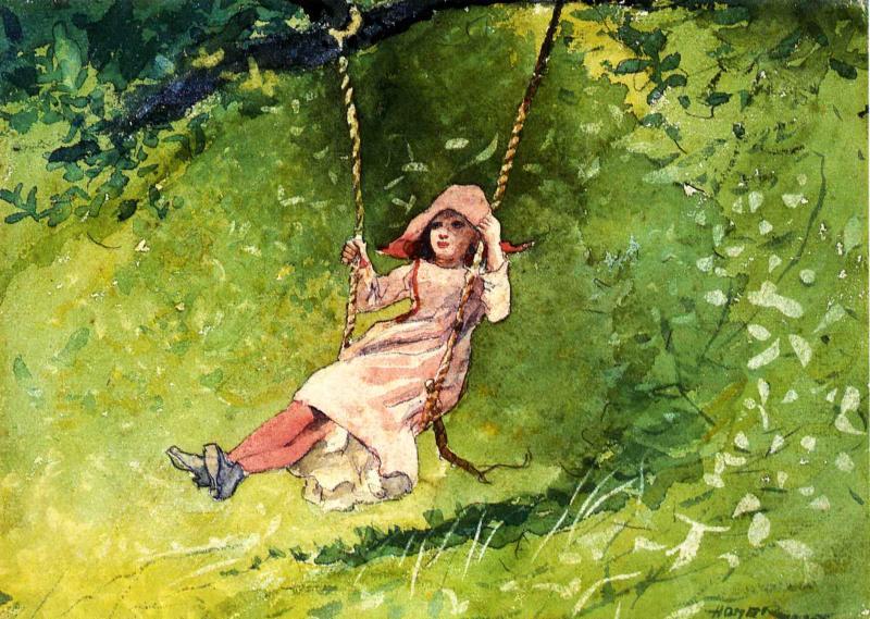 WikiOO.org - Encyclopedia of Fine Arts - Maalaus, taideteos Winslow Homer - Girl on a Swing
