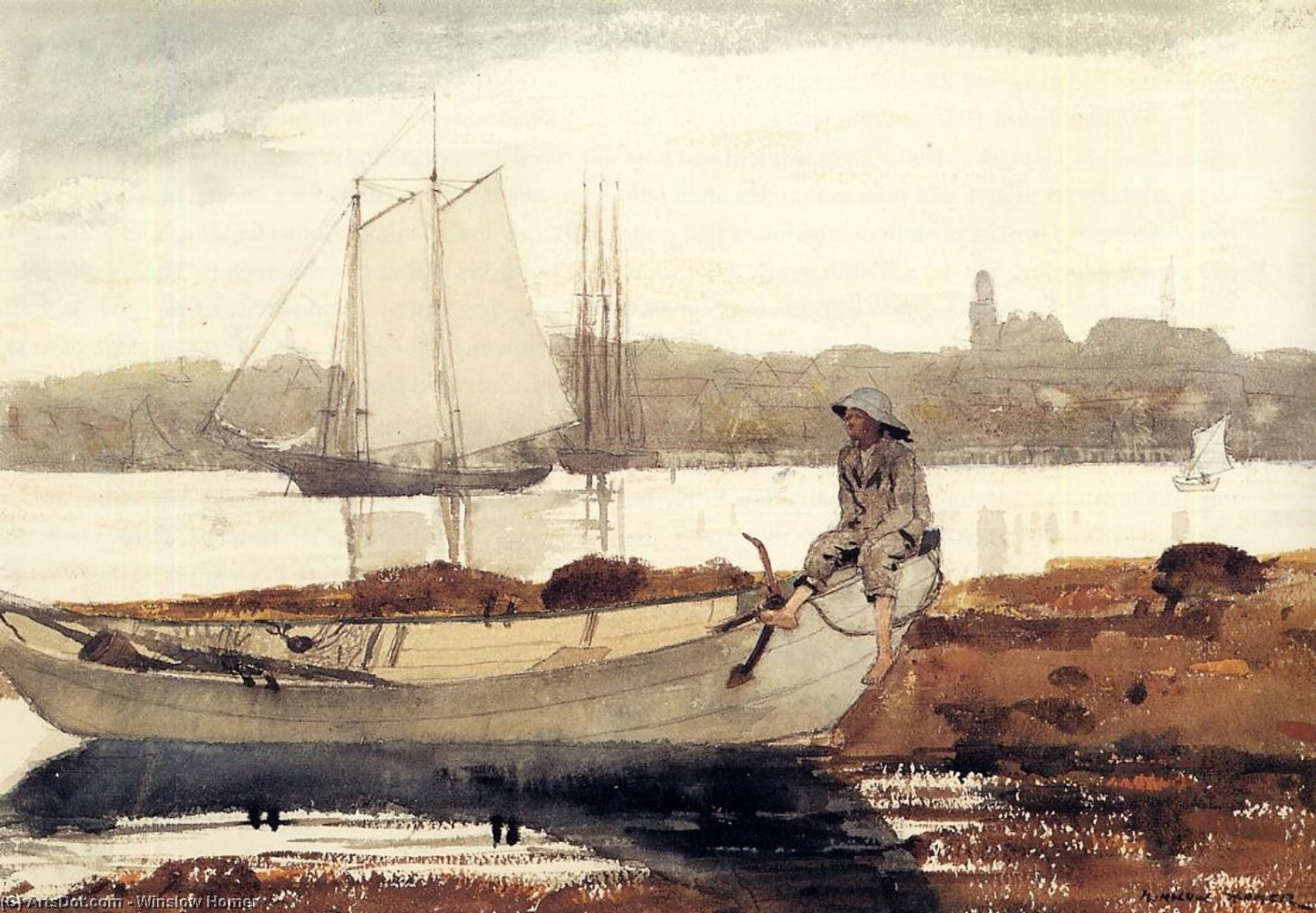 WikiOO.org - Encyclopedia of Fine Arts - Lukisan, Artwork Winslow Homer - Gloucester Harbor and Dory