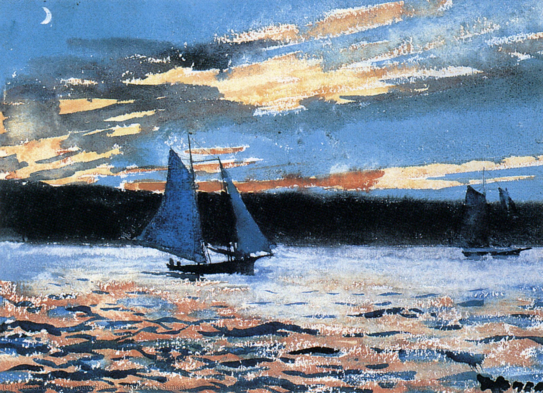 Wikioo.org - Bách khoa toàn thư về mỹ thuật - Vẽ tranh, Tác phẩm nghệ thuật Winslow Homer - Gloucester Sunset
