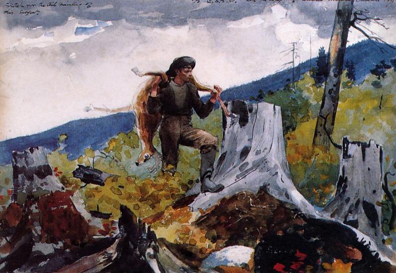 Wikioo.org - The Encyclopedia of Fine Arts - Painting, Artwork by Winslow Homer - Guide Carrying a Deer