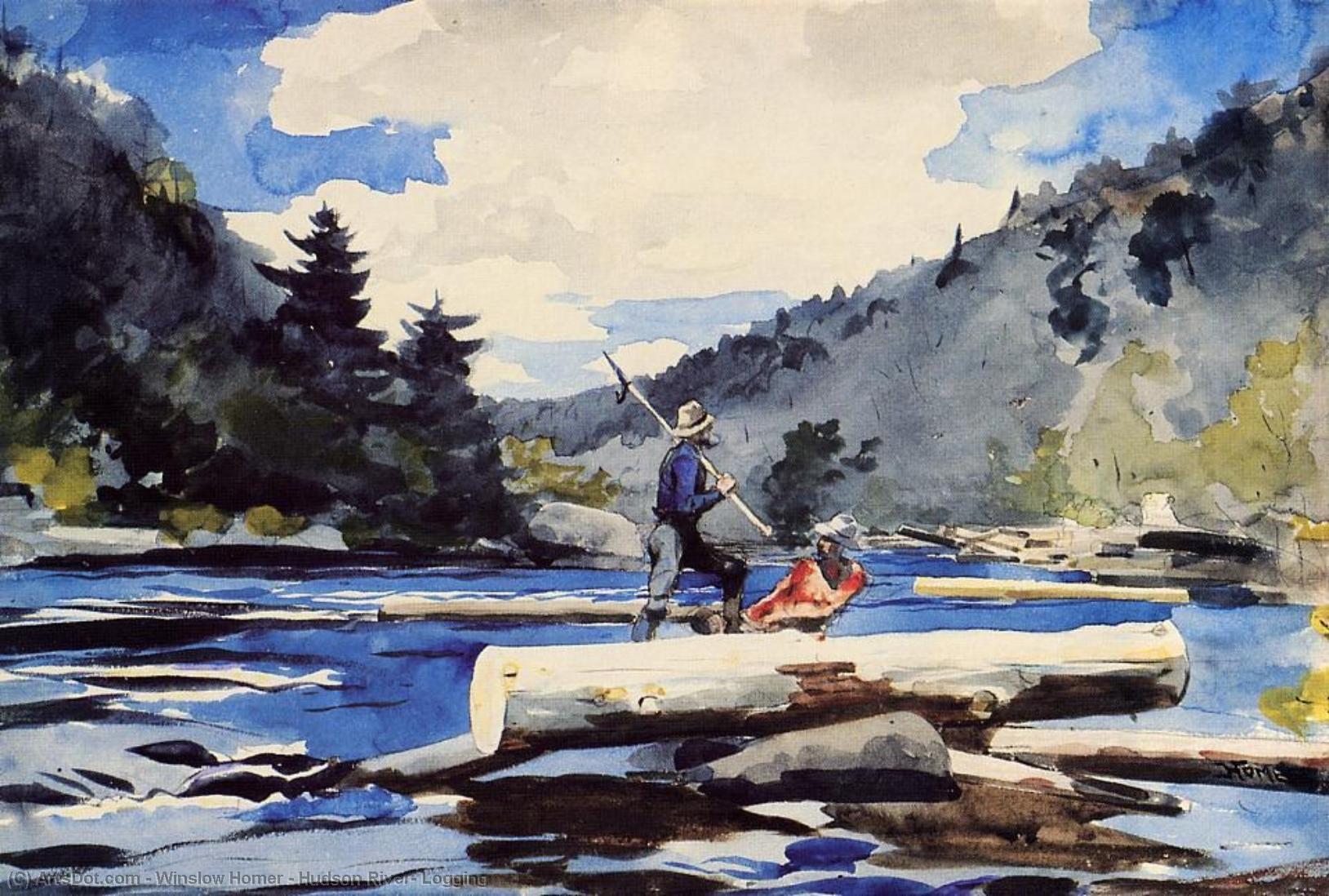Wikioo.org - The Encyclopedia of Fine Arts - Painting, Artwork by Winslow Homer - Hudson River, Logging