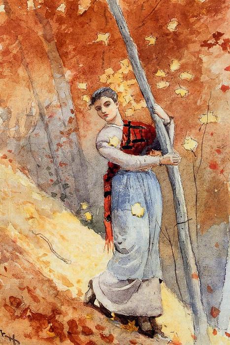 WikiOO.org - Encyclopedia of Fine Arts - Lukisan, Artwork Winslow Homer - In Autumn Woods