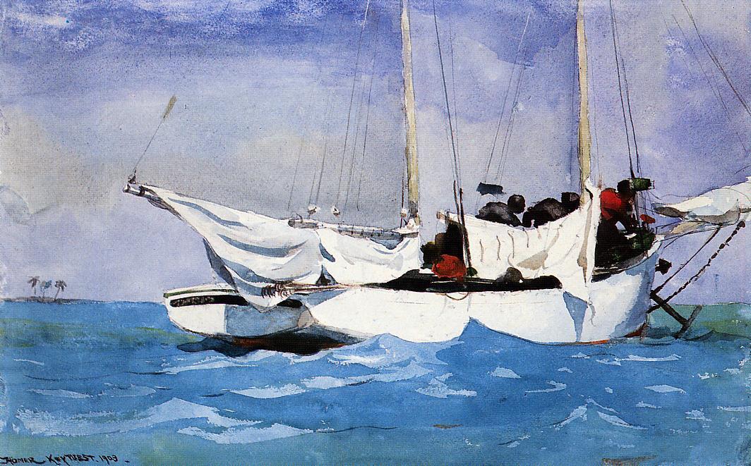 Wikioo.org - The Encyclopedia of Fine Arts - Painting, Artwork by Winslow Homer - Key West, Hauling Anchor