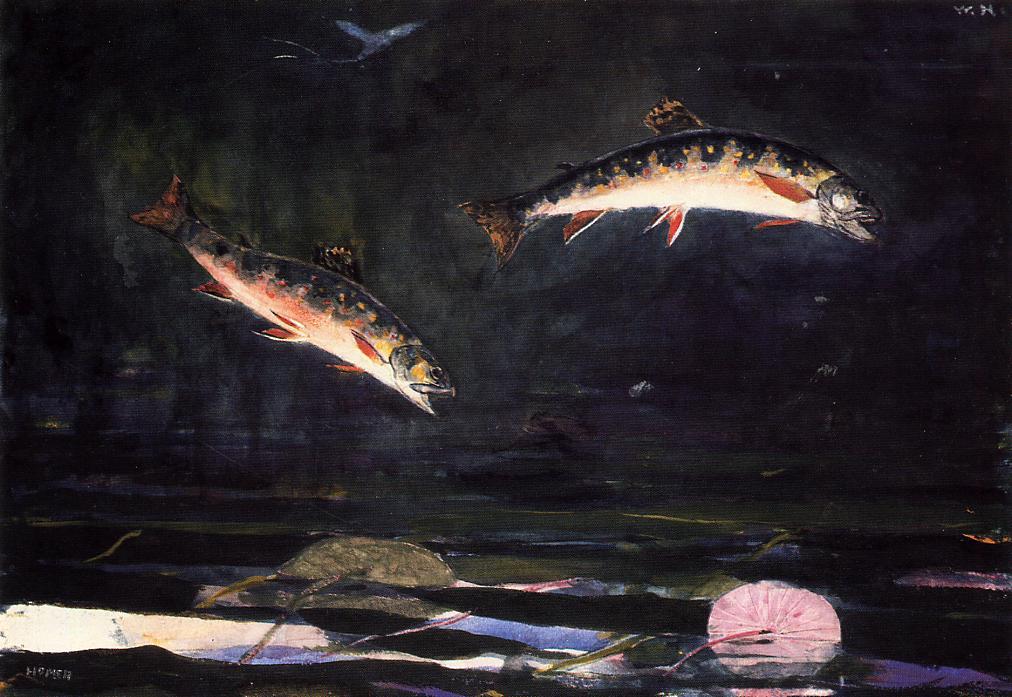 Wikioo.org - สารานุกรมวิจิตรศิลป์ - จิตรกรรม Winslow Homer - Leaping Trout 1