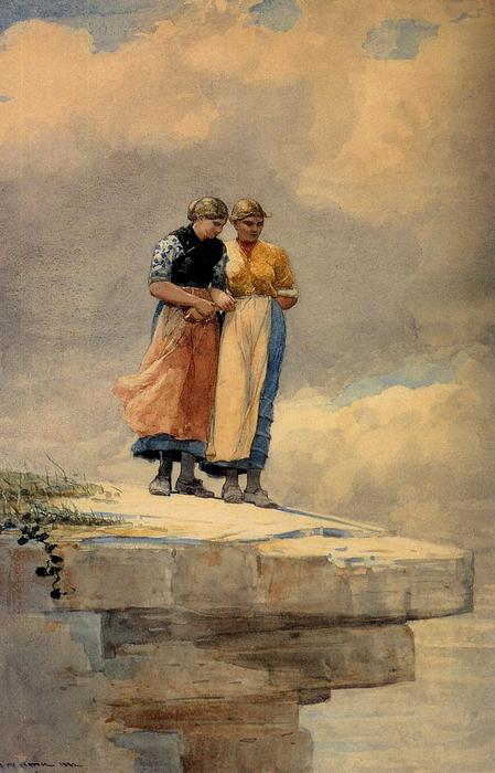 Wikioo.org – L'Enciclopedia delle Belle Arti - Pittura, Opere di Winslow Homer - Guardando oltre la scogliera