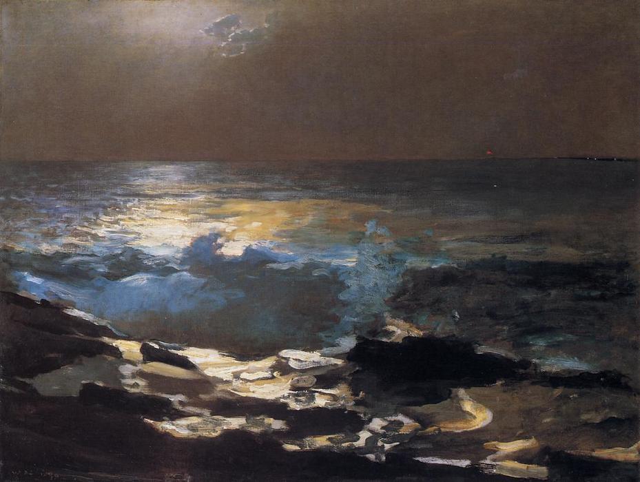 Wikioo.org - The Encyclopedia of Fine Arts - Painting, Artwork by Winslow Homer - Moonlight, Wood Island Light