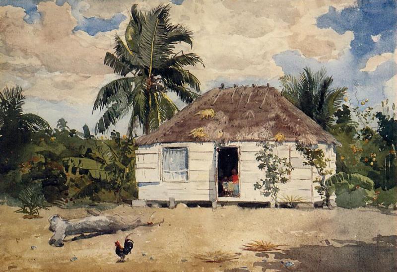 Wikioo.org - Encyklopedia Sztuk Pięknych - Malarstwo, Grafika Winslow Homer - Native Huts, Nassau