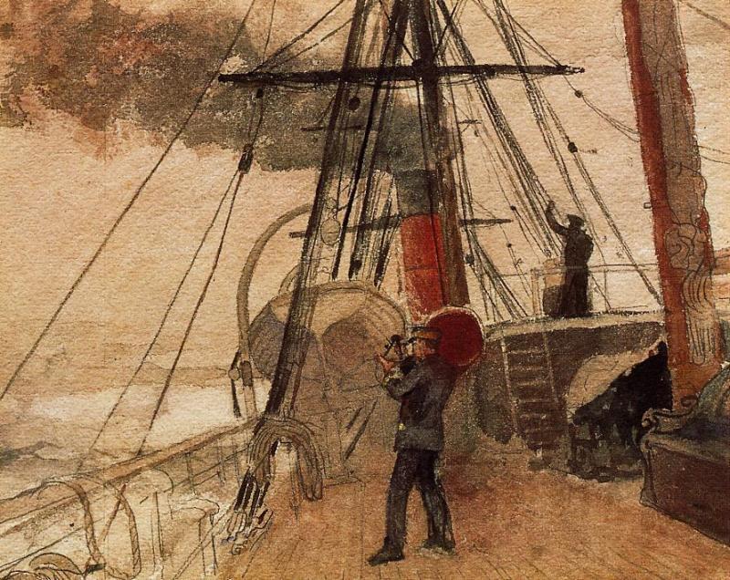 Wikioo.org - The Encyclopedia of Fine Arts - Painting, Artwork by Winslow Homer - Observations on Shipboard