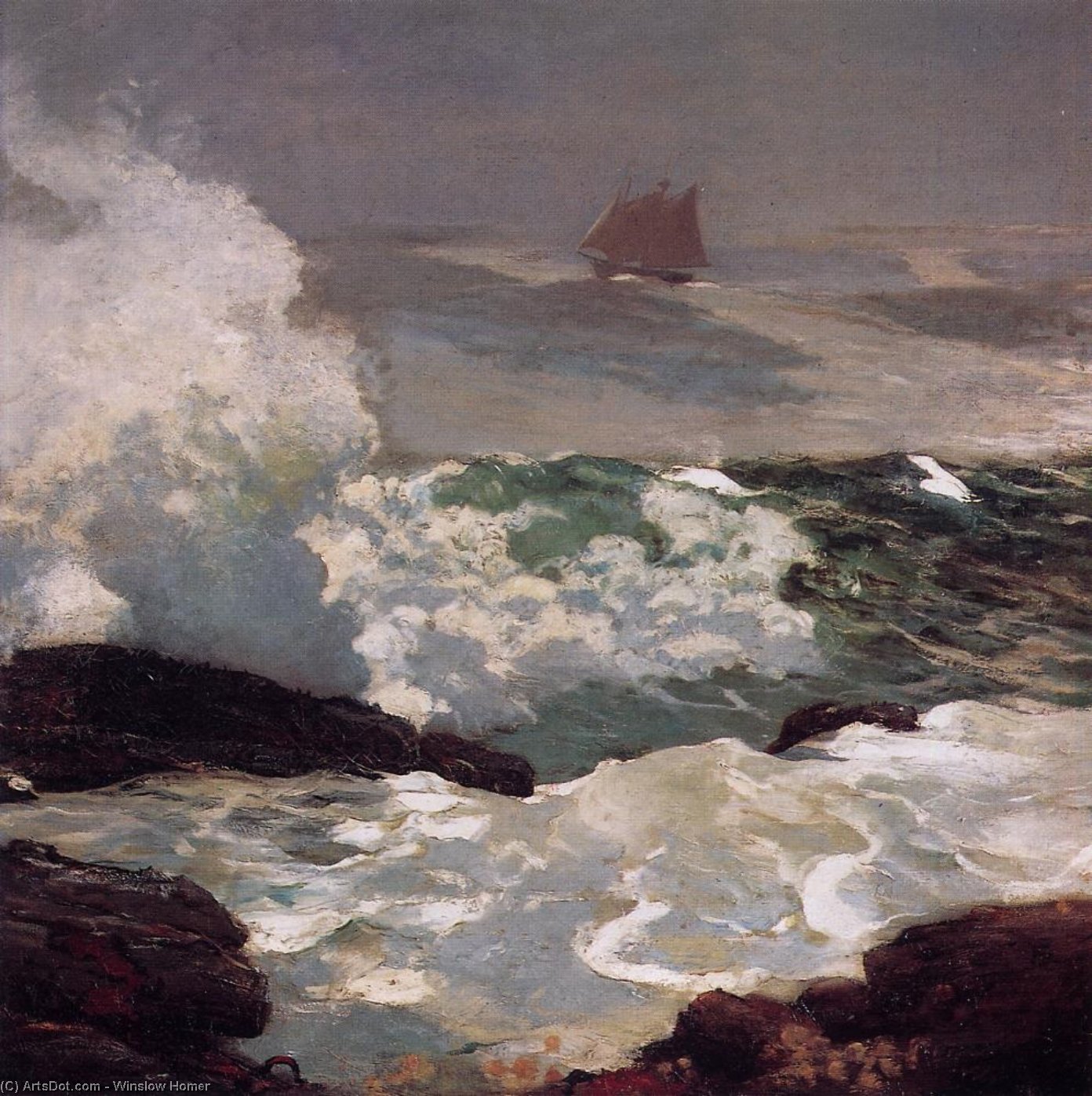 WikiOO.org - Encyclopedia of Fine Arts - Maalaus, taideteos Winslow Homer - On a Lee Shore