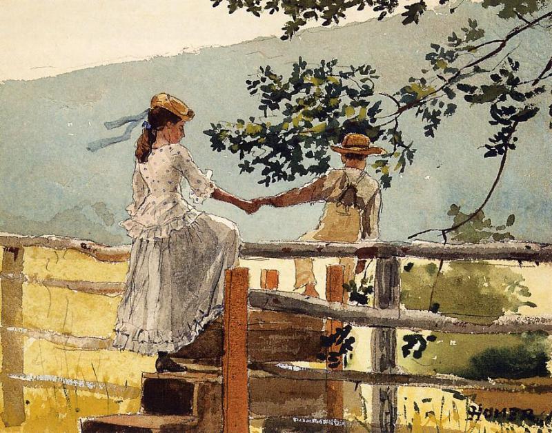 Wikioo.org - The Encyclopedia of Fine Arts - Painting, Artwork by Winslow Homer - On the Stile