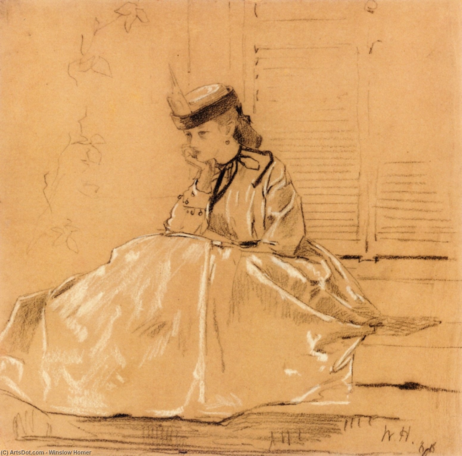 WikiOO.org - دایره المعارف هنرهای زیبا - نقاشی، آثار هنری Winslow Homer - Portrait of Elizabeth Loring Grant