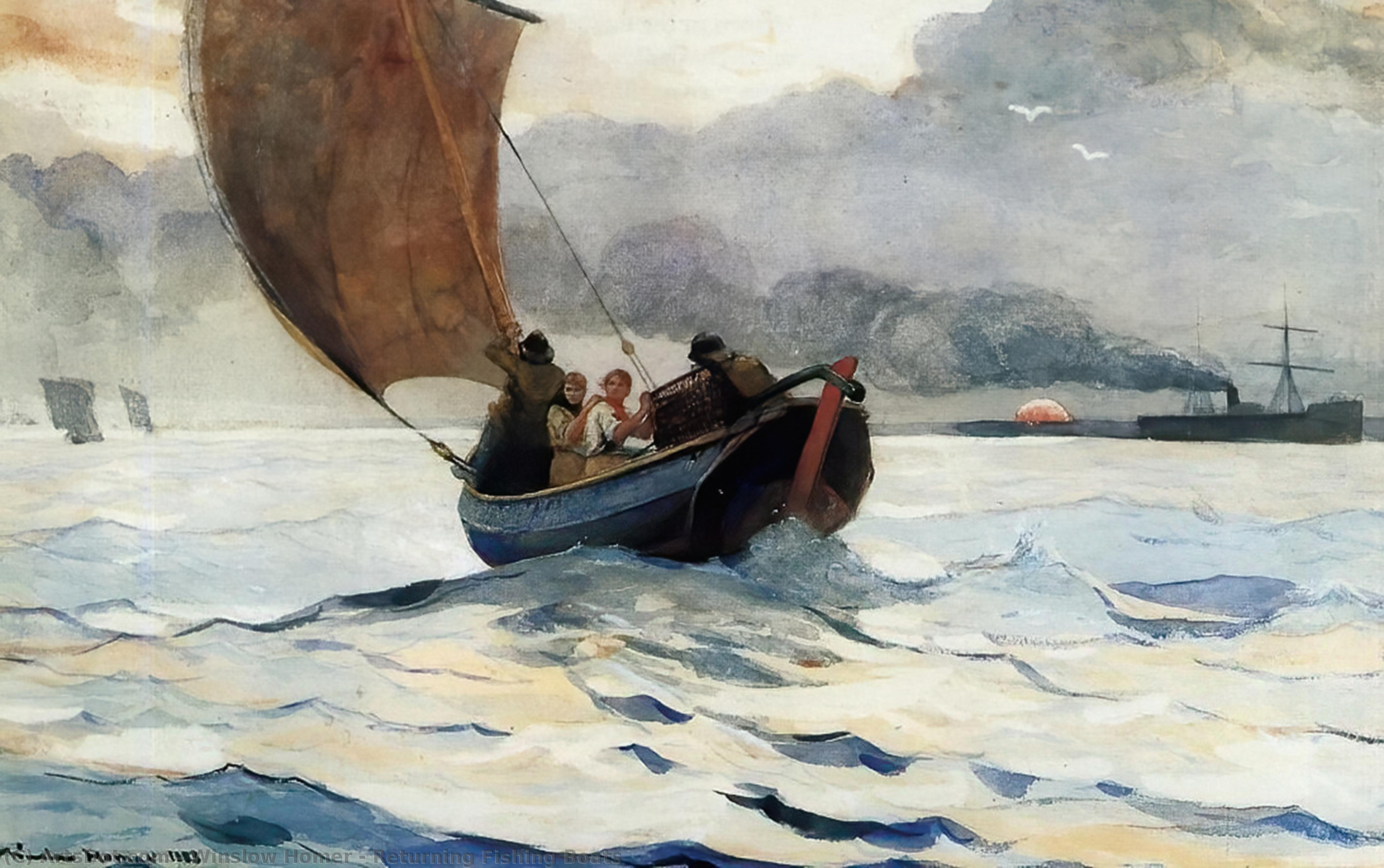 Wikioo.org - Bách khoa toàn thư về mỹ thuật - Vẽ tranh, Tác phẩm nghệ thuật Winslow Homer - Returning Fishing Boats