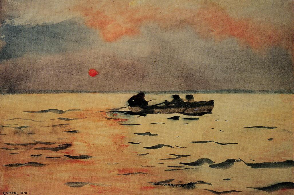 WikiOO.org - Encyclopedia of Fine Arts - Lukisan, Artwork Winslow Homer - Rowing Home