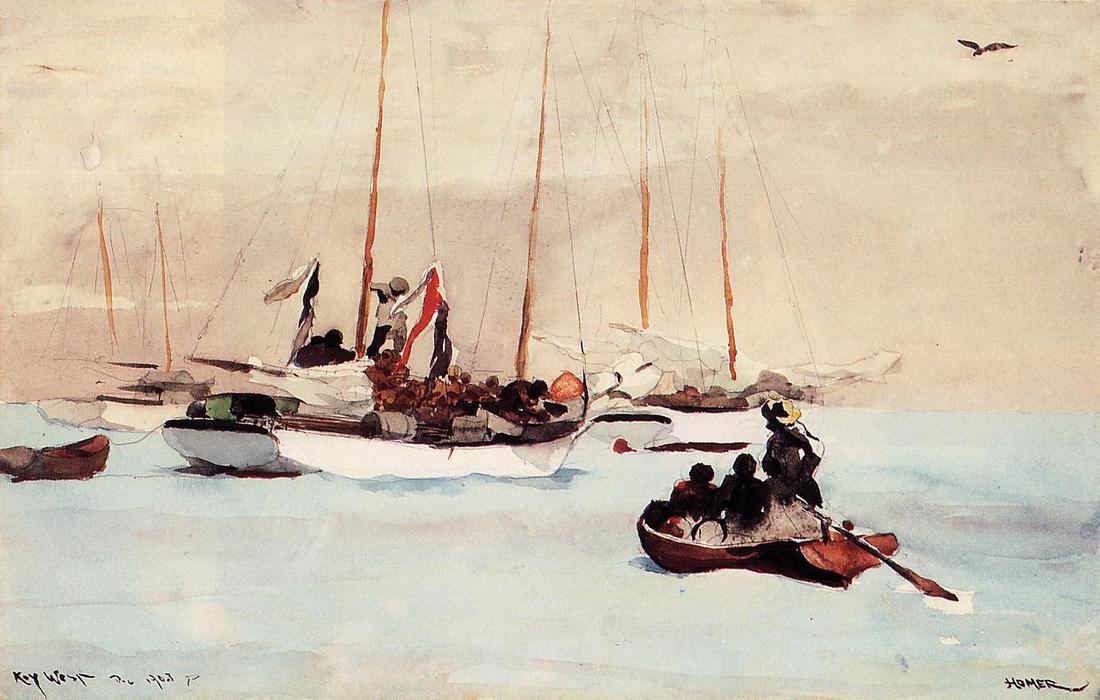 Wikioo.org - The Encyclopedia of Fine Arts - Painting, Artwork by Winslow Homer - Schooner at Anchor, Key West