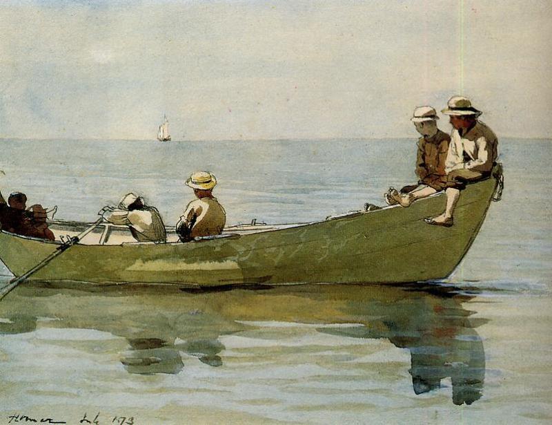 Wikioo.org – L'Enciclopedia delle Belle Arti - Pittura, Opere di Winslow Homer - Sette ragazzi in un dory