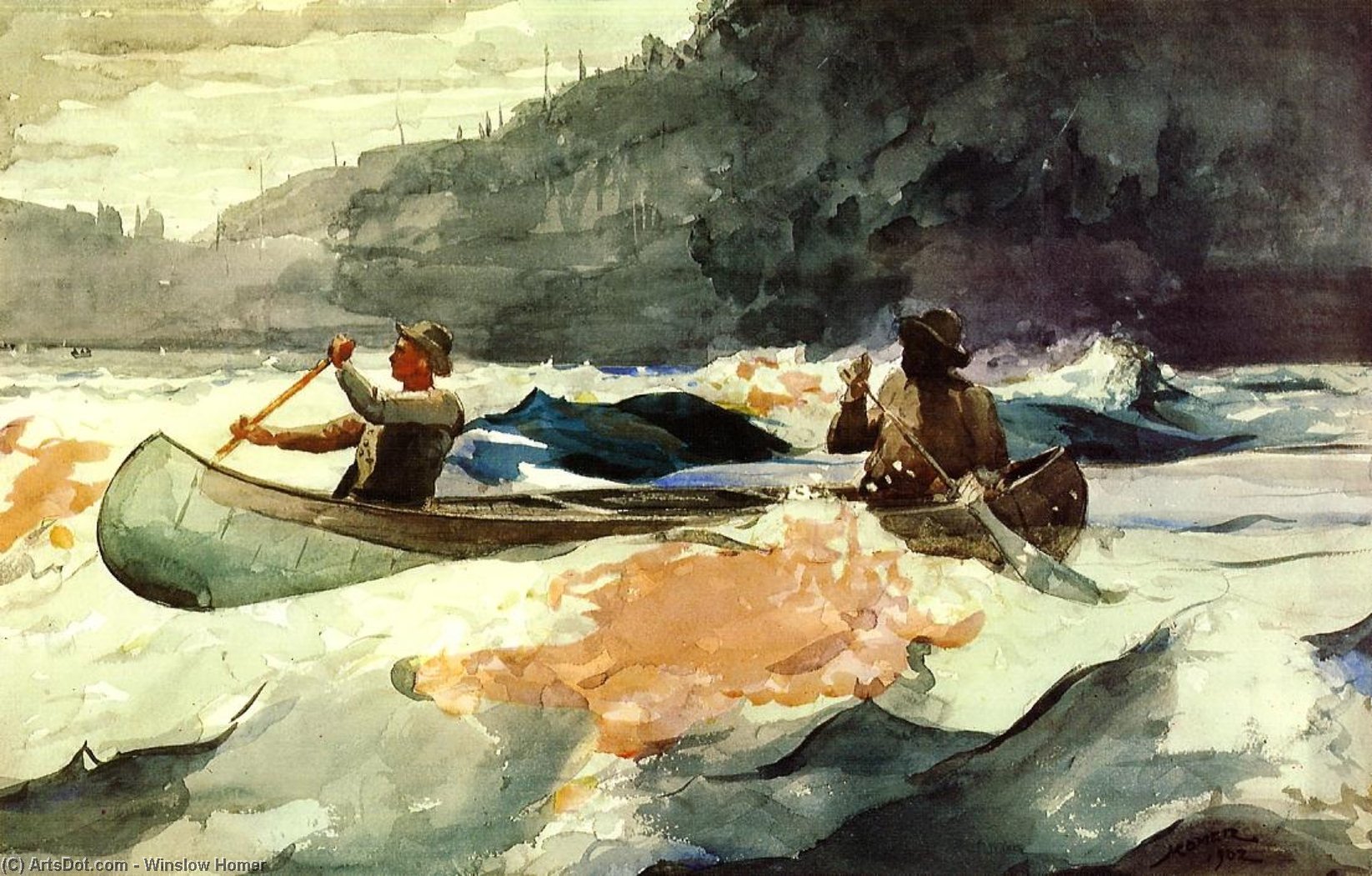 WikiOO.org - Encyclopedia of Fine Arts - Lukisan, Artwork Winslow Homer - Shooting the Rapids