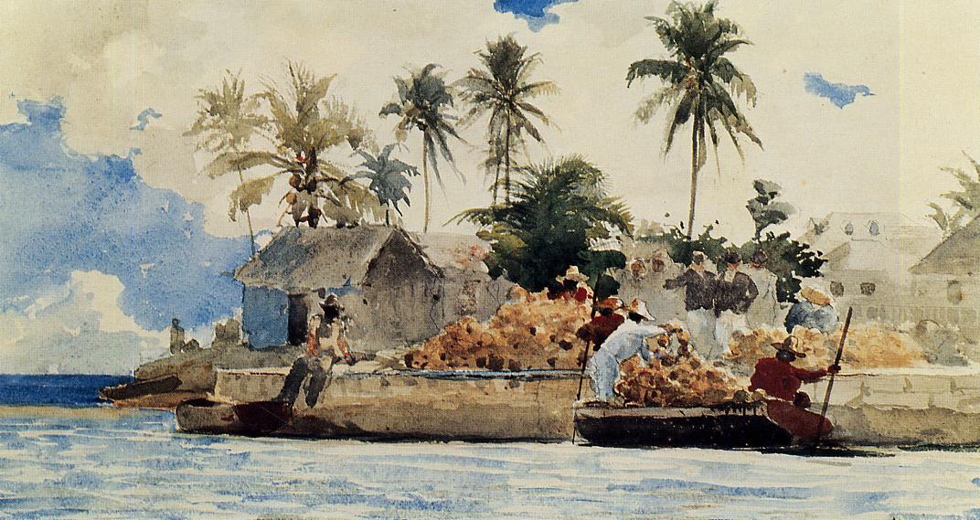 Wikioo.org - The Encyclopedia of Fine Arts - Painting, Artwork by Winslow Homer - Sponge Fishing, Nassau