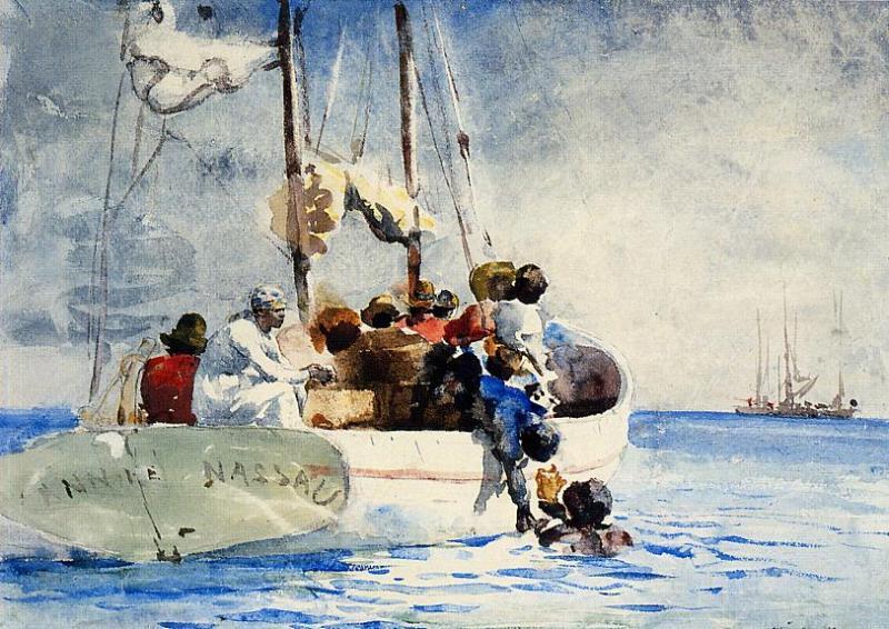 WikiOO.org - Encyclopedia of Fine Arts - Maleri, Artwork Winslow Homer - Sponge Fishing