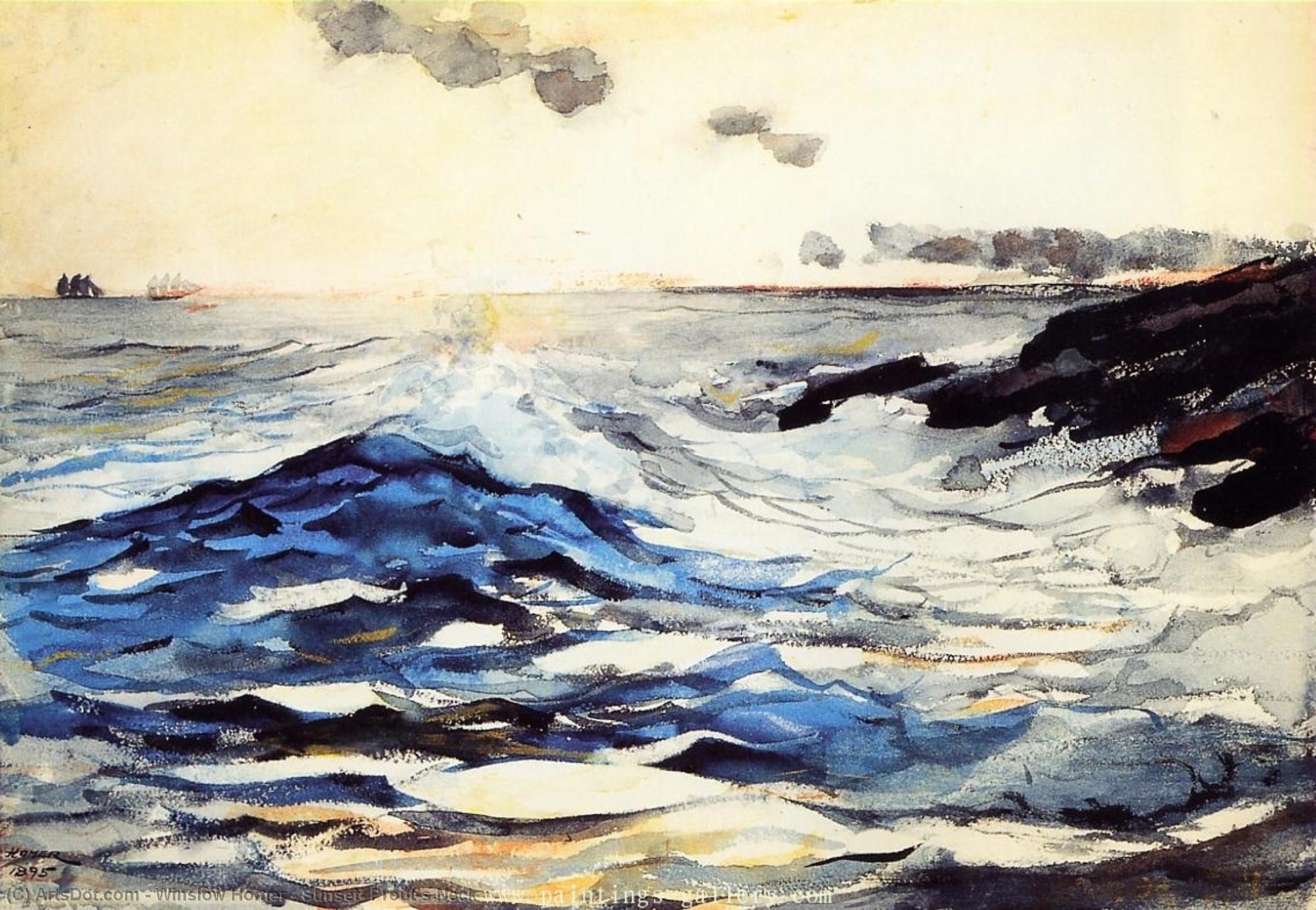 WikiOO.org - Encyclopedia of Fine Arts - Festés, Grafika Winslow Homer - Sunset, Prout's Neck