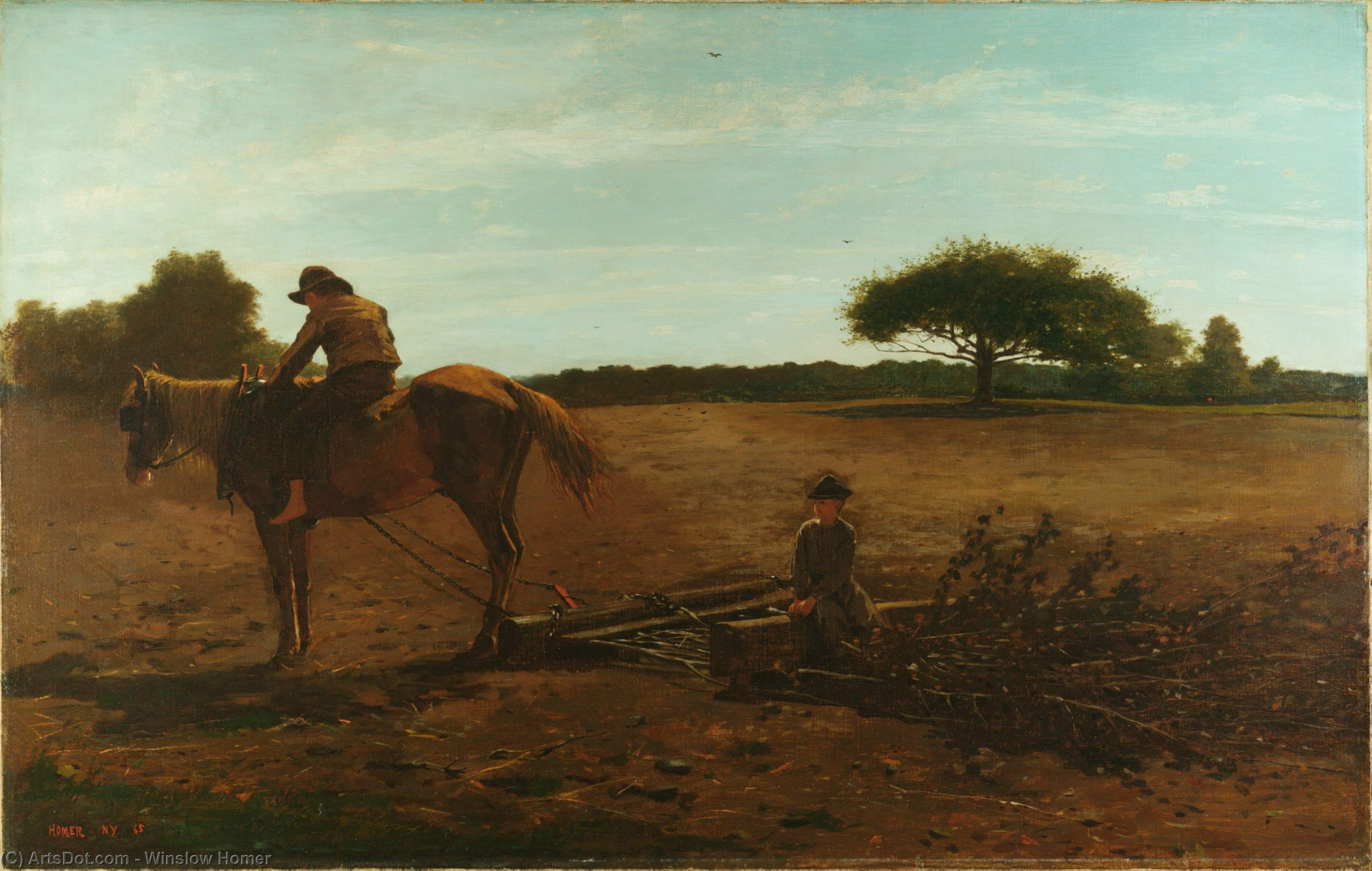 Wikioo.org – La Enciclopedia de las Bellas Artes - Pintura, Obras de arte de Winslow Homer - El cepillo de Harrow