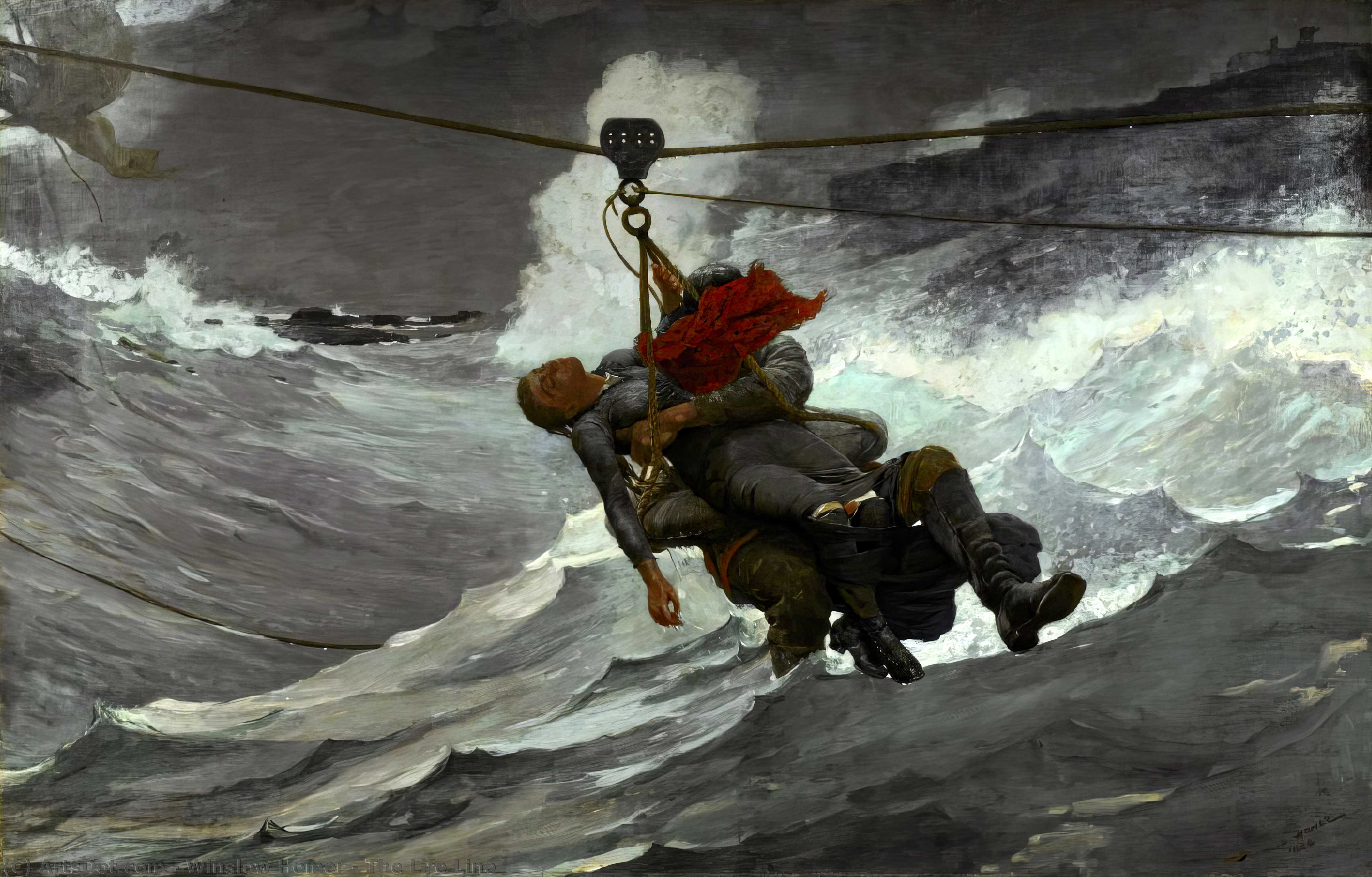 Wikoo.org - موسوعة الفنون الجميلة - اللوحة، العمل الفني Winslow Homer - The Life Line