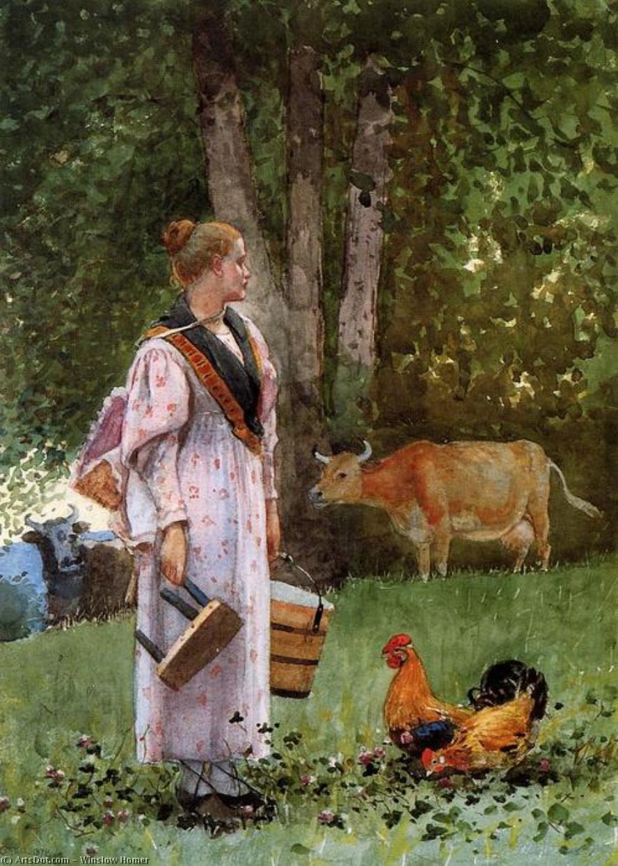 WikiOO.org - Encyclopedia of Fine Arts - Målning, konstverk Winslow Homer - The Milk Maid