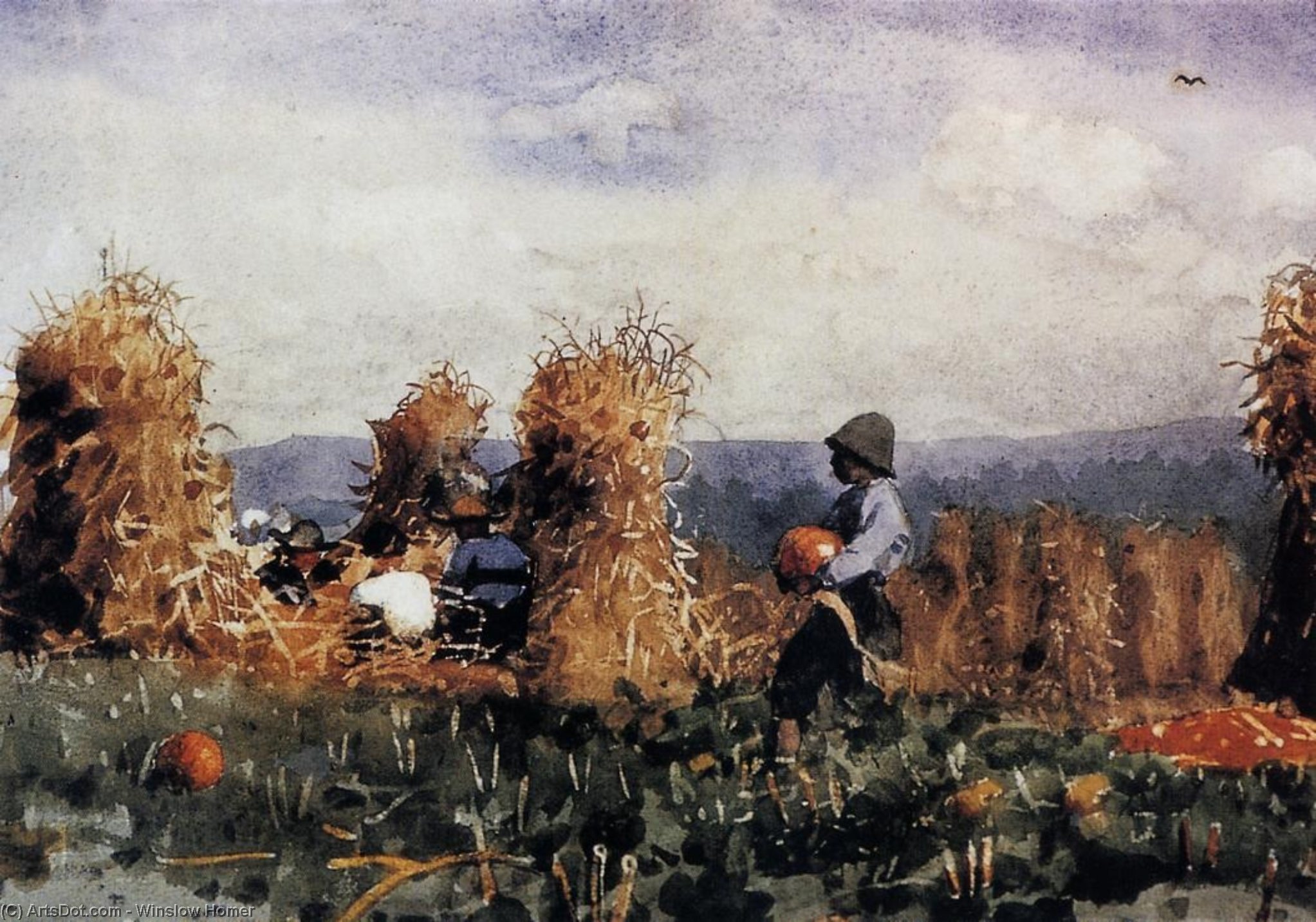 WikiOO.org - Encyclopedia of Fine Arts - Lukisan, Artwork Winslow Homer - The Pumpkin Patch