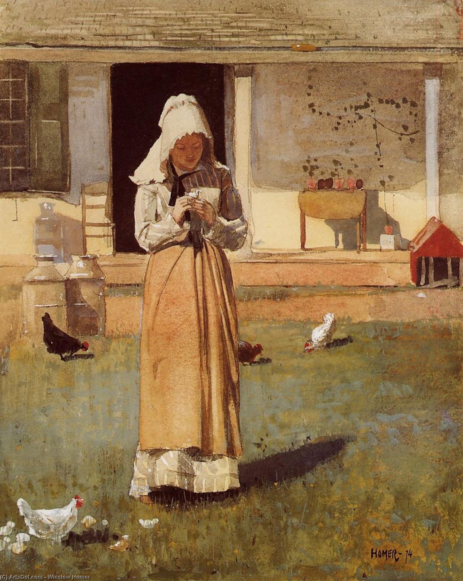 Wikioo.org - The Encyclopedia of Fine Arts - Painting, Artwork by Winslow Homer - The Sick Chicken