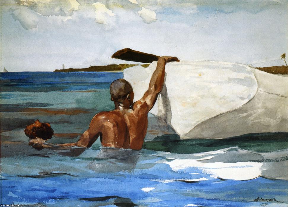 Wikioo.org - Bách khoa toàn thư về mỹ thuật - Vẽ tranh, Tác phẩm nghệ thuật Winslow Homer - The Spong Diver